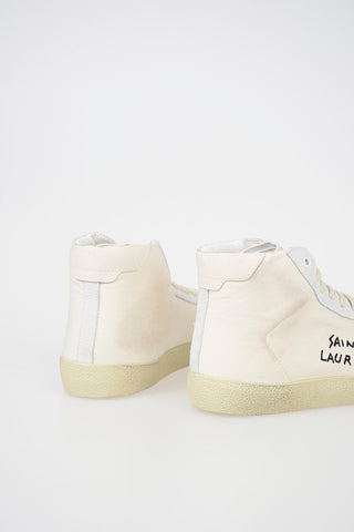 Fabric High-top Sneakers with Embroidered Lettering Logo