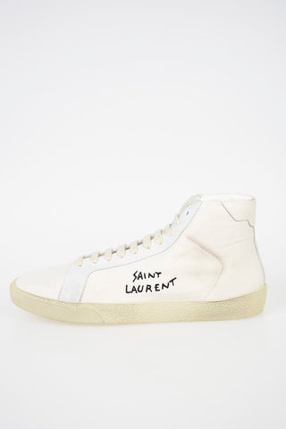 Fabric High-top Sneakers with Embroidered Lettering Logo