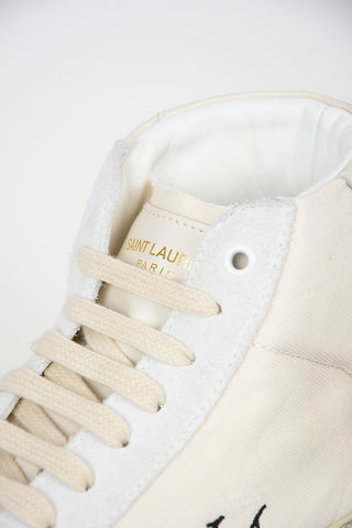 Fabric High-top Sneakers with Embroidered Lettering Logo