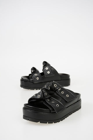 Platform Leather Slides with Studs 5cm