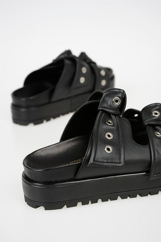 Platform Leather Slides with Studs 5cm