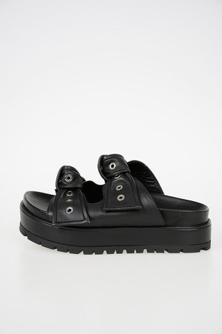 Platform Leather Slides with Studs 5cm