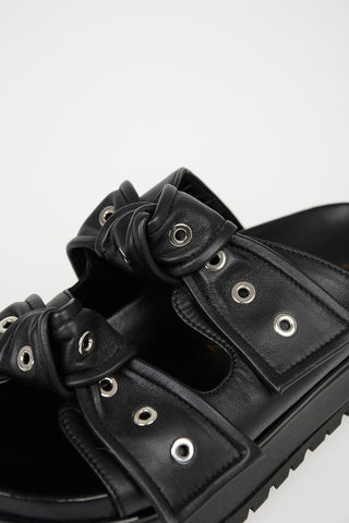 Platform Leather Slides with Studs 5cm
