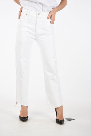 Light-Wash Jeans with Branded Button and 18cm Frayed Hem