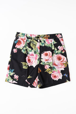 Cotton Rose Printed Shorts