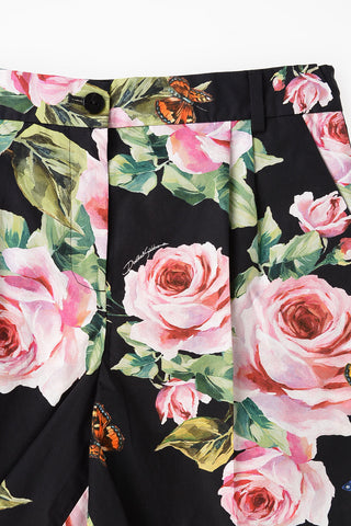 Cotton Rose Printed Shorts