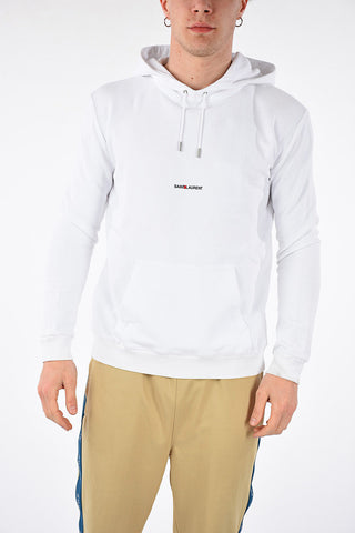 Felpa in Cotone Garzato con Cappuccio