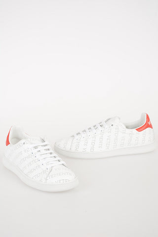 Leather Sneakers with All-Over Perforated Logo