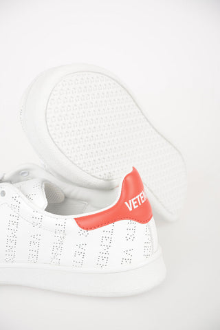 Leather Sneakers with All-Over Perforated Logo