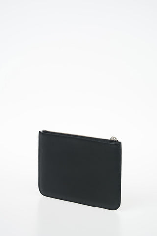 Contrasting Printed Leather Pouch with Zip Closure