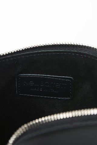 Contrasting Printed Leather Pouch with Zip Closure