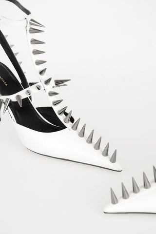 가죽 스터드 샌들 8cm 굽