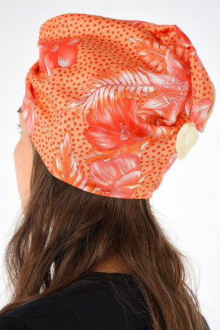 Reversible Silk ORANGE LILY Turban