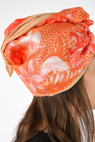 Reversible Silk ORANGE LILY Turban