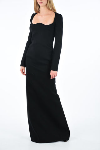 Wool Dress with Sweetheart Neckline and Corset