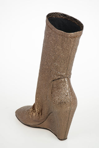 10cm Glittered SOCK WEDGE Ankle Boots