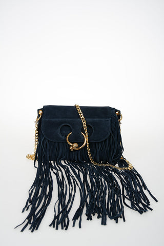 Suede MINI PIERCE Shoulder Bag with Fringes