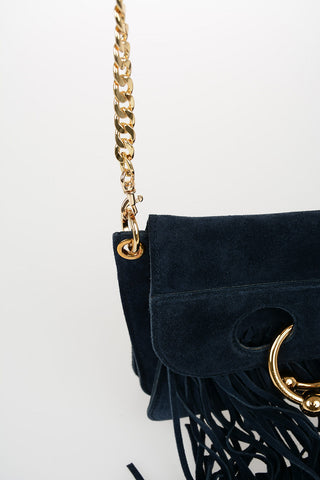 Suede MINI PIERCE Shoulder Bag with Fringes