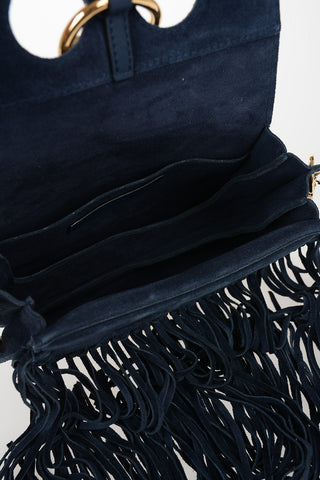 Suede MINI PIERCE Shoulder Bag with Fringes