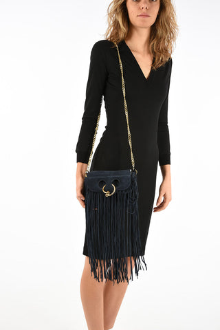 Suede MINI PIERCE Shoulder Bag with Fringes