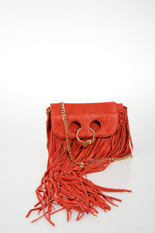 Suede MINI PIERCE Shoulder Bag with Fringes