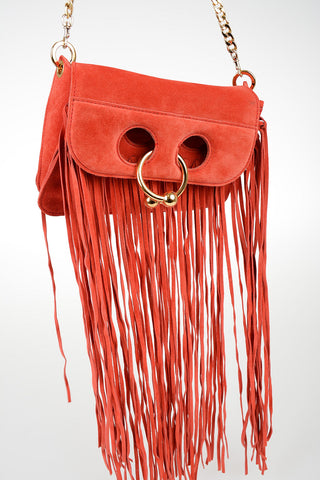 Suede MINI PIERCE Shoulder Bag with Fringes