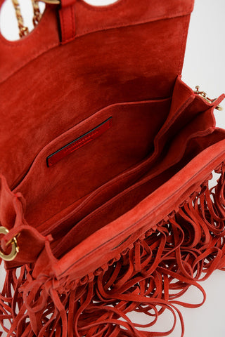 Suede MINI PIERCE Shoulder Bag with Fringes