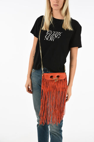 Suede MINI PIERCE Shoulder Bag with Fringes