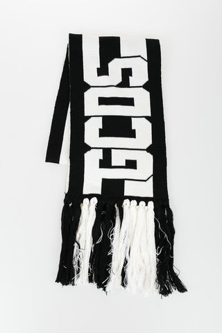 Two-Tone Wool Blend Scarf with Fringes