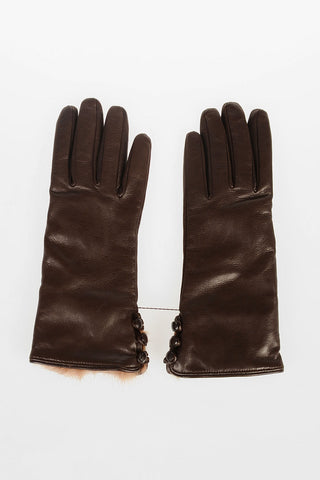 Leather and Cashmere Gloves with Fur