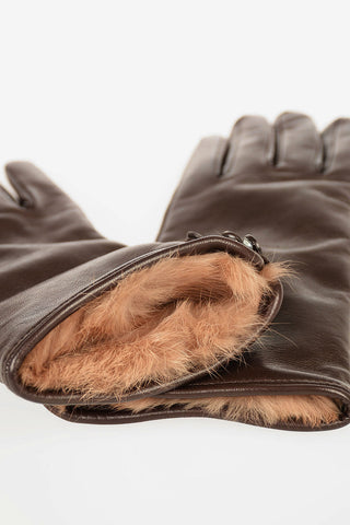 Leather and Cashmere Gloves with Fur