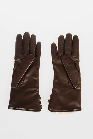 Leather and Cashmere Gloves with Fur