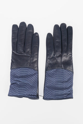Leather Gloves with Snake Printed