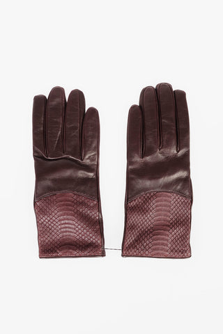 Leather Gloves with Snake Printed