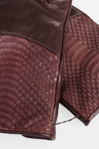 Leather Gloves with Snake Printed