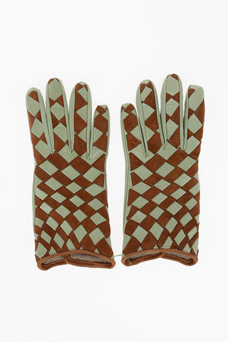Leather Gloves with Braided Motif
