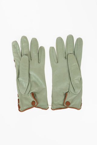 Leather Gloves with Braided Motif