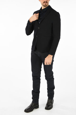 EMPORIO Blazer Semifoderato in Jacquard Tech con Revers Classico