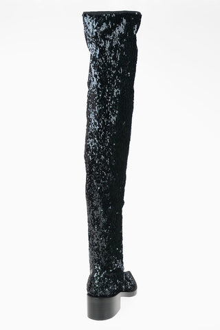 MM6 5cm sequined Point Toe Over-the-knee boots