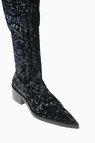 MM6 5cm sequined Point Toe Over-the-knee boots