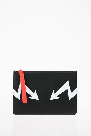 Leather ARROWS BOLT PRINT SIMPLE LARGE ZIPPED POUCH pochette
