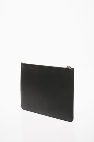 Leather ARROWS BOLT PRINT SIMPLE LARGE ZIPPED POUCH pochette