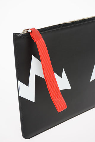 Leather ARROWS BOLT PRINT SIMPLE LARGE ZIPPED POUCH pochette