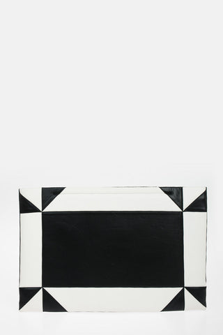 Geometric Leather Maxi Pochette
