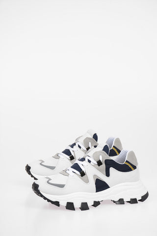 leather and fabric sneakers