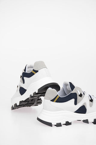 leather and fabric sneakers