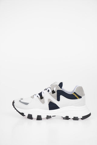 leather and fabric sneakers