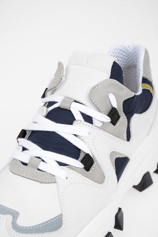 leather and fabric sneakers