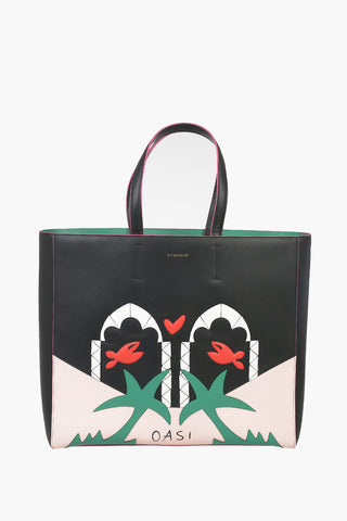 Leather TRAVEL IN LOVE shopper Bag