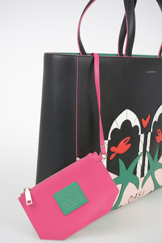 Leather TRAVEL IN LOVE shopper Bag